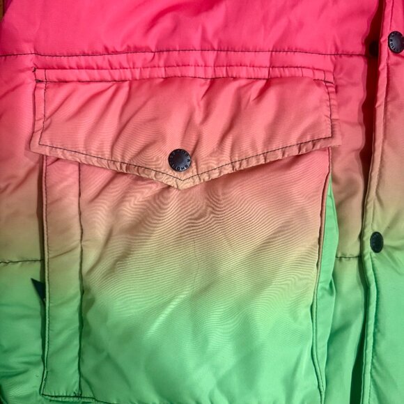 40s & Shorties Men's Rainbow Ombre Puffer Jacket, size large - Picture 4 of 7